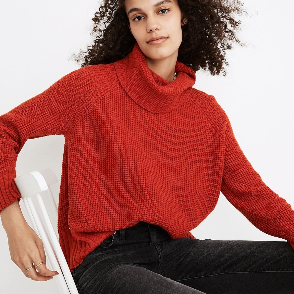 Madewell | Eastbrook Turtleneck Cross-Back Sweater in Cotton-Merino Yarn